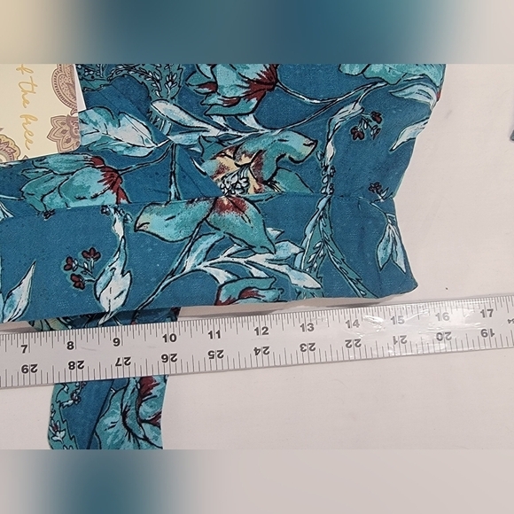 Band of the Free Sybille Deep Teal Floral Wrap Crossover Crop Top Women Medium - Picture 11 of 13